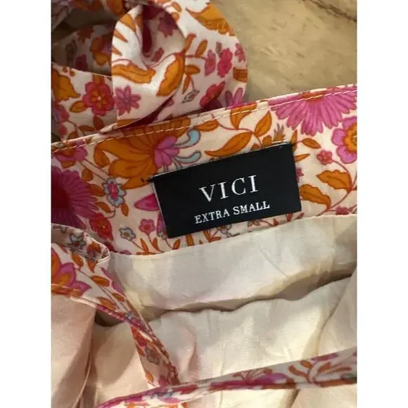 Vici Amayan Baby Doll Mini Dress Womens Size Xsmall orange pink - Picture 4 of 6